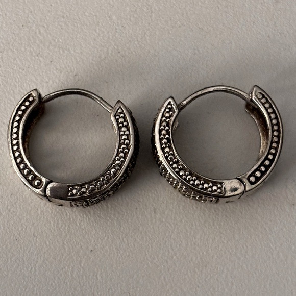 925 Silver earring huggers real diamonds - Picture 2 of 7